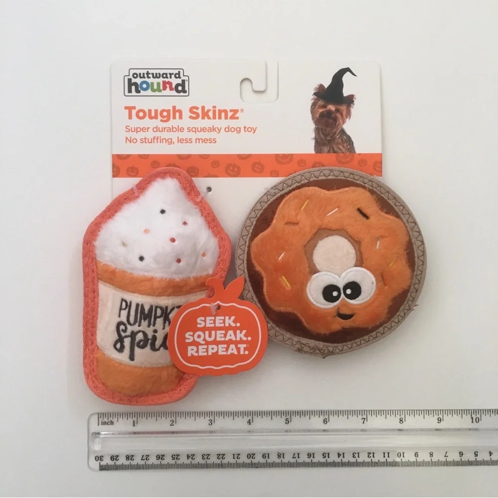 Dog Toys Outward Hound Tough Skinz Durable Squeaker No Mess NEW Pumpkin Spice
